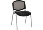 GMCE - Lot de 5 Chaises Bliz Polyvalentes - Assise Tissu Noir, Piètement Gris - Empilable, 5 Ans Garantie