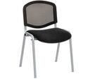 GMCE - Lot de 5 Chaises Bliz Polyvalentes - Assise Tissu Noir, Piètement Gris - Empilable, 5 Ans Garantie