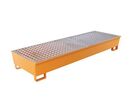 Manutan Expert - Bac de rétention conique 4 fûts - Acier peint Orange - 440L - 2500x800x340mm - 10 ans garantie