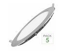 Pack de  5 - Downlight Dalle LED 12W Extra Plate Ronde - Blanc Neutre 4000K - 5500K / Aluminium