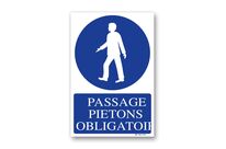 Panneau picto passage piéton obligatoire avec texte