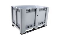 Manutan Expert - Caisse-palette plastique 475L Gris - Parois pleines, Usage alimentaire, 2 semelles, 34 kg