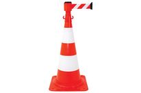 Novap - Kit Cône de Signalisation Dérouleur Sangle Rouge/Blanc 75cm - 4m Sangle - Recyclable
