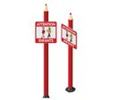 Totem école crayon avec panneau attention enfants + figurines