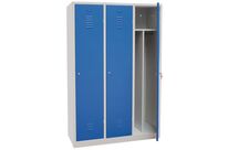 Manutan Expert - Vestiaire Industrie Salissante 3 Cases sur Socle - Acier Gris Clair/Bleu - Serrure à Clé - 1800x1185x500mm