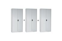 Manutan Expert - Pack 3 Armoires Métal Orel 180x92x42 cm Gris Clair - 4 Tablettes/Porte Battante - Charge 60kg/Tablette - Garantie 10 Ans