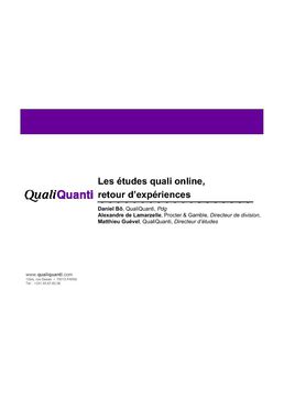 Les études quali online,retour d’expériences