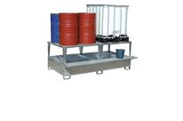 Bac de rétention cubique avec soutirage 2 cubitainers/8fûts galvanisé