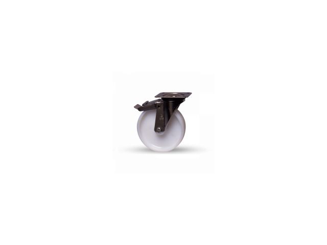 Roulette pivotante avec frein finition polie