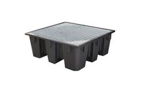 Manutan Expert - Bac de rétention 4 futs 450L PE recyclé avec caillebotis galvanisé - Résistant acides bases