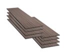 Lot de 8 Panneaux Acoustiques Muraux - Tasseaux Finition Noyer - Fond Noir - 240x60x2,2cm