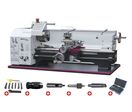 Tour à métaux d'établi hauteur des pointes 125 mm entre-pointes 550 mm alésage 26 mm 0,75 kW 400V 6 vitesses avec accessoires Optiturn TU2506 PACK 400V