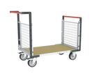 Chariot modulaire grillagé 2 dossiers, plateau bois 1000 x 600 mm, roues rectangle | FIMM