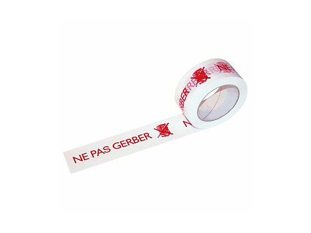 Ruban adhésif polypropylène imprimé - "NE PAS GERBER" BLANC 48 mm x 100 m