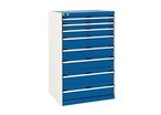 Bott - Armoire multitiroirs à 8 tiroirs - Acier Gris/Bleu - 80cm Largeur - Charge 1500kg