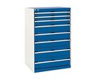 Bott - Armoire multitiroirs à 8 tiroirs - Acier Gris/Bleu - 80cm Largeur - Charge 1500kg