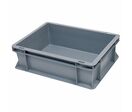 Bac plastique multi-usages norme Europe et couvercle - POIGNEES FERMEES GRIS 10 L