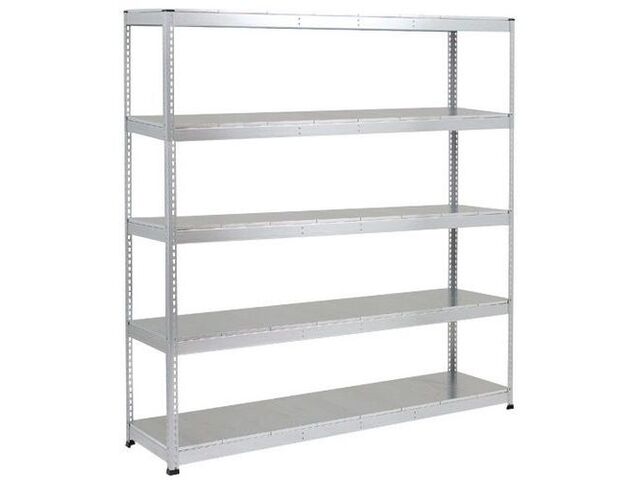 Manutan Expert - Rayonnage charge lourde Rapid 1 - 5 tablettes - 1980x1525x455mm - Zingué - Montage sans outils - 700kg/niveau