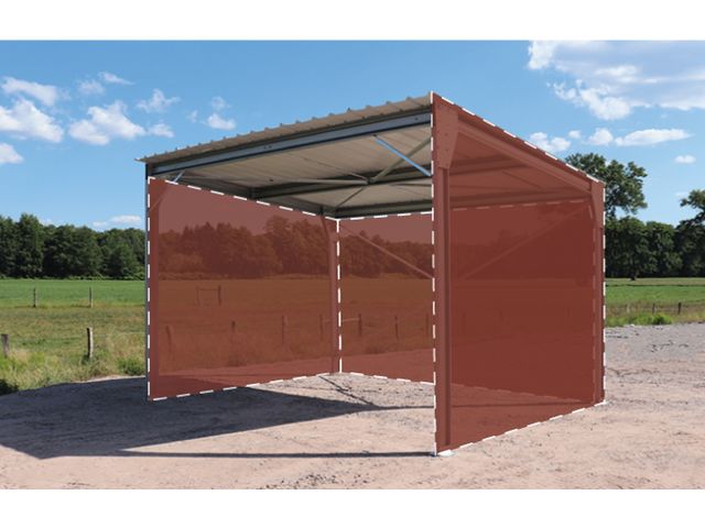Abri voiture monopente 4x5x3,4m - bardage 2 pignons + 1 long pan