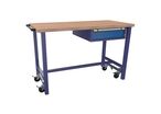 Thurmetall - Établi fixe mobile 1 tiroir - 2000mm Bleu pigeon/Bleu clair - Charge 1000kg - Plateau Multiplex 40mm