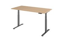 Manutan Expert - Bureau Électrique Droit 160x80cm Chêne/Graphite - Hauteur Réglable 64.5-129.5cm - Charge 100kg - 3 Ans Garantie