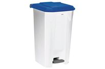 Rossignol Pro - Poubelle à pédale 100L Utilo Blanc/Bleu - Tri Sélectif Intérieur Bureau - Polypropylène