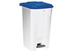 Rossignol Pro - Poubelle à pédale 100L Utilo Blanc/Bleu - Tri Sélectif Intérieur Bureau - Polypropylène