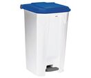 Rossignol Pro - Poubelle à pédale 100L Utilo Blanc/Bleu - Tri Sélectif Intérieur Bureau - Polypropylène