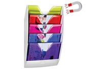 CEP - Présentoir Mural Magnétique 5 Compartiments Blanc A4 - Polystyrène Recyclable