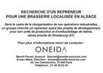 RECHERCHE D'UN REPRENEUR  POUR UNE BRASSERIE LOCALISÉE EN ALSACE