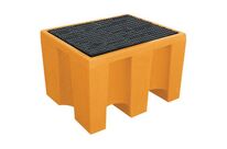 Manutan Expert - Bac de rétention plastique 1 fût caillebotis PE - 225 L - Orange - Résistant acides et bases