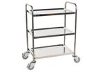Manutan Expert - Chariot à plateaux inox 3 niveaux - 100kg - 660x415x900mm - Roulettes pivotantes TPE - Garantie 10 ans