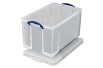 Really Useful Products - Bac de rangement plastique 84L transparent avec couvercle - Grand volume, robuste, empilable
