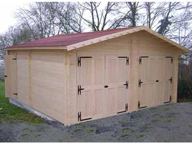 Garage double en bois madrier 42 mm : ID2302