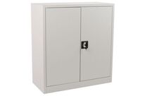 Manutan Expert - Armoire Basse Métal Gris Clair - 100x92.5x42.2 cm - 2 Tablettes 60kg - Fermeture à clé - Garantie 10 ans