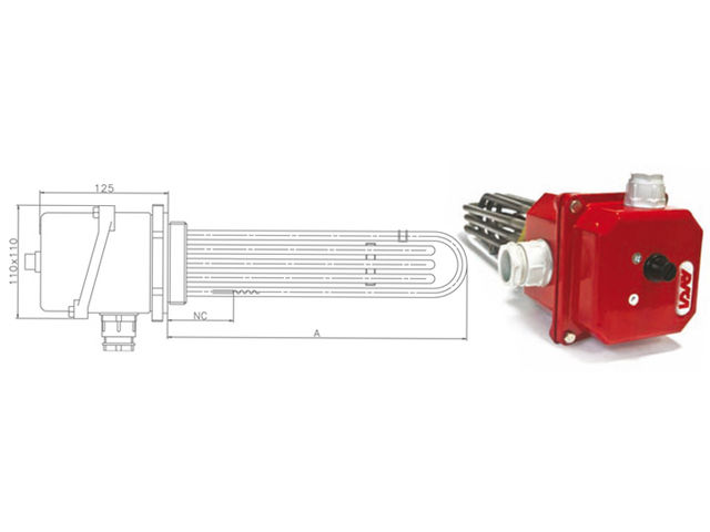 Thermoplongeur avec boitier et thermostat sécurité M 77