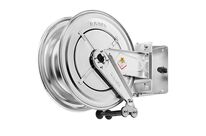 Enrouleur d'eau chaude sans tuyau Ø 3/8 200 bars Inox 304 avec enroulement automatique et support mural pivotant Raasm RA.8554.300