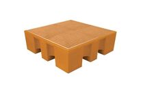 Manutan Expert - Bac de rétention plastique 4 fûts 450L galva - Résistant acides bases - 1000 kg charge statique