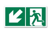 Panneau picto sortie escalier gauche descente - PHOTOLUMINESCENT en PVC 1 mm