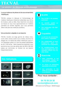 Découvrez le savoir-faire découpe-emboutissage de métaux de TECVAL