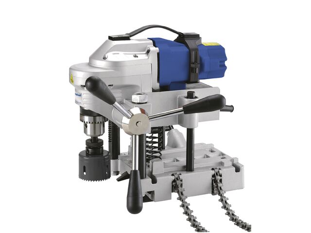 Perceuse pour scie à trépan jusque ø 127 mm 1,1 kW avec chaîne pour tubes de 32 à 203 mm niveau à bulle intégré Metallkraft RB127
