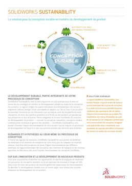 Documentation SolidWorks Sustainability, logiciel d'évaluation de l'impact environnemental des conceptions d