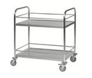 Chariot de transport inox 2 plateaux avec rebords