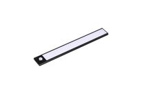 Réglette LED Rechargeable USB 40cm 2W Noire avec Détecteur de mouvement - Blanc Chaud 2300K -