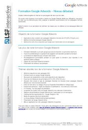 Catalogue Formation Debutant Google Adwords