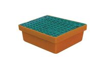 Manutan Expert - Bac de rétention plastique 10L Orange - Caillebotis Polypropylène - Résistant Acides Bases - 35kg Charge Max