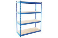 Manutan Expert - Rayonnage d&amp;#039;entrepôt Rapid 1 - Charge lourde 1980x1525x455mm Bleu 4 tablettes - Montage sans outils - 800kg/niveau