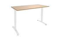 Simmob - Bureau électrique assis-debout L160xP80 chêne clair/blanc - Hauteur réglable 68-120cm - Éco-responsable