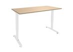 Simmob - Bureau électrique assis-debout L160xP80 chêne clair/blanc - Hauteur réglable 68-120cm - Éco-responsable