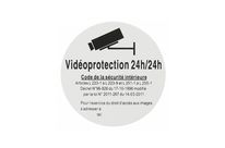 THIRARD - Plaque signalétique Ø 80mm vidéoprotection 24/24&amp;quot; avec adhésif&amp;quot;
